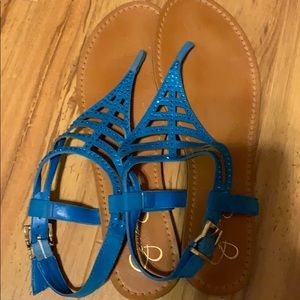 Jessica Simpson Tan and Turquoise Sandals Size 10